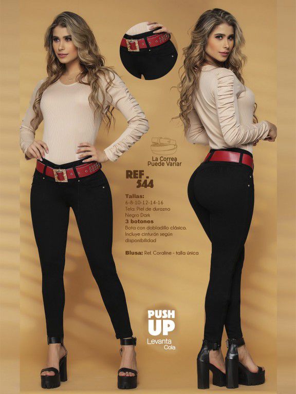 JEANS COLOMBIANOS PUSH UP LEVANTA COLA BUTT LIFT JEANS CON FAJA