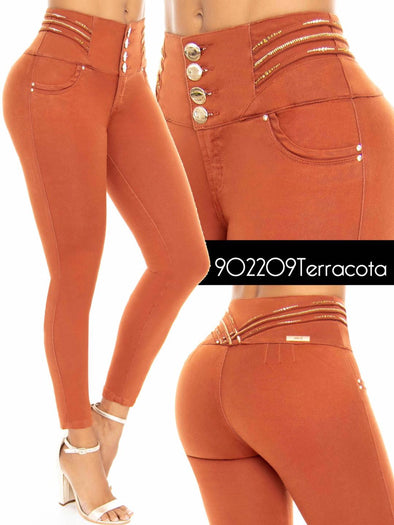 902209 Ene2 Orange/Marron Butt Lifting Jeans